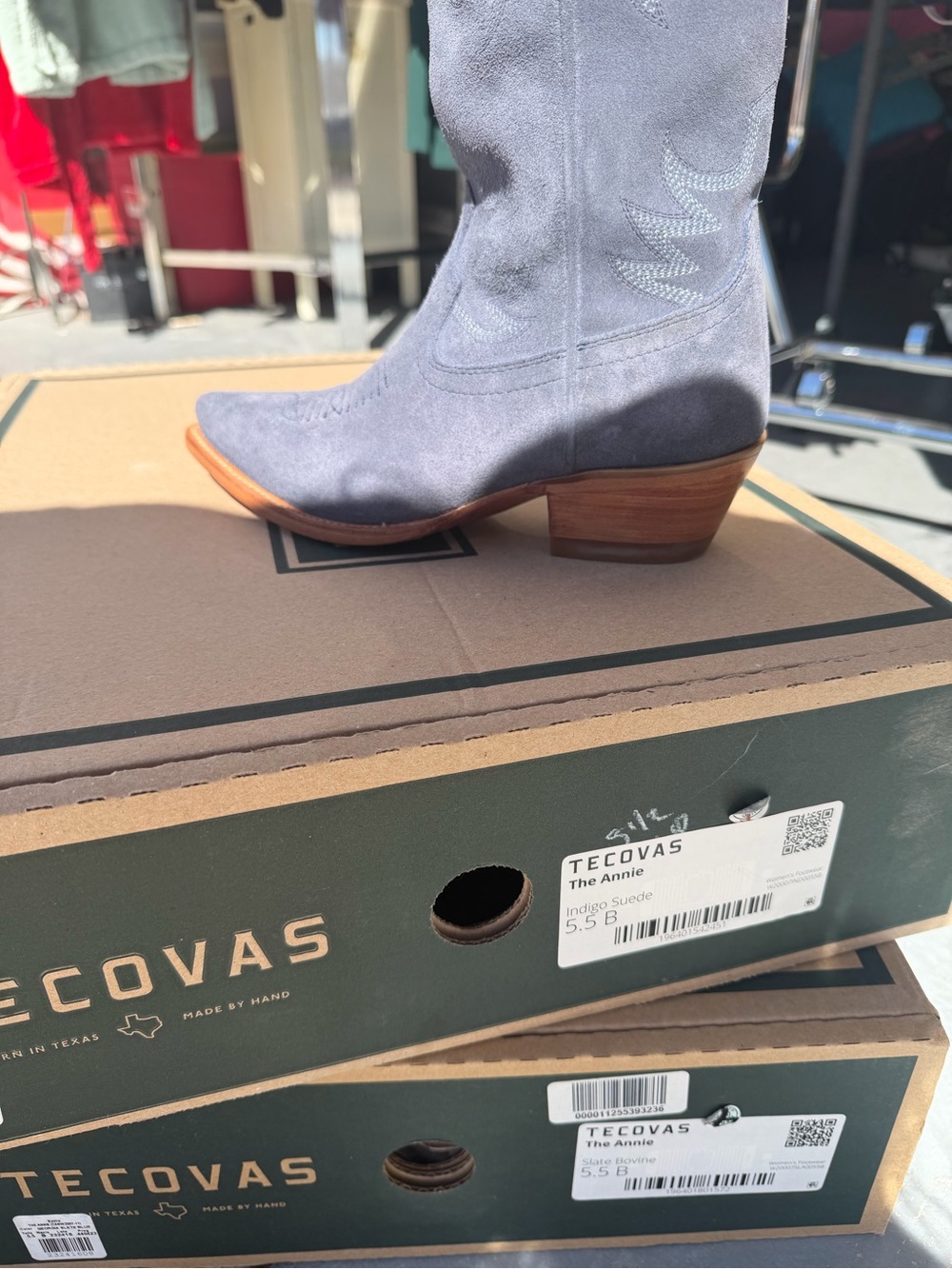 Tecovas Indigo Suede Women's Western Heeled Boot